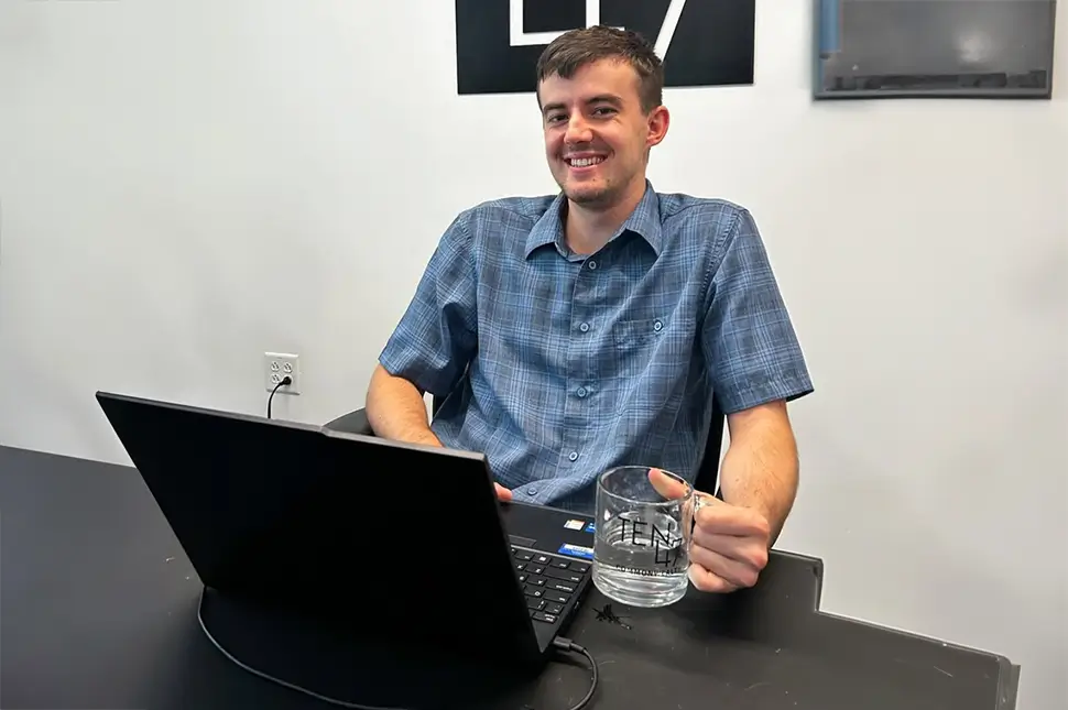 young man using a laptop